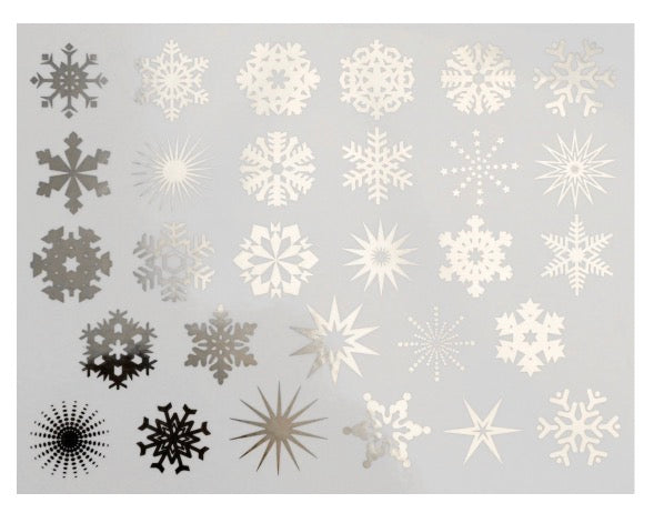Small Snowflake Decals - cone 017 - Platinum Luster