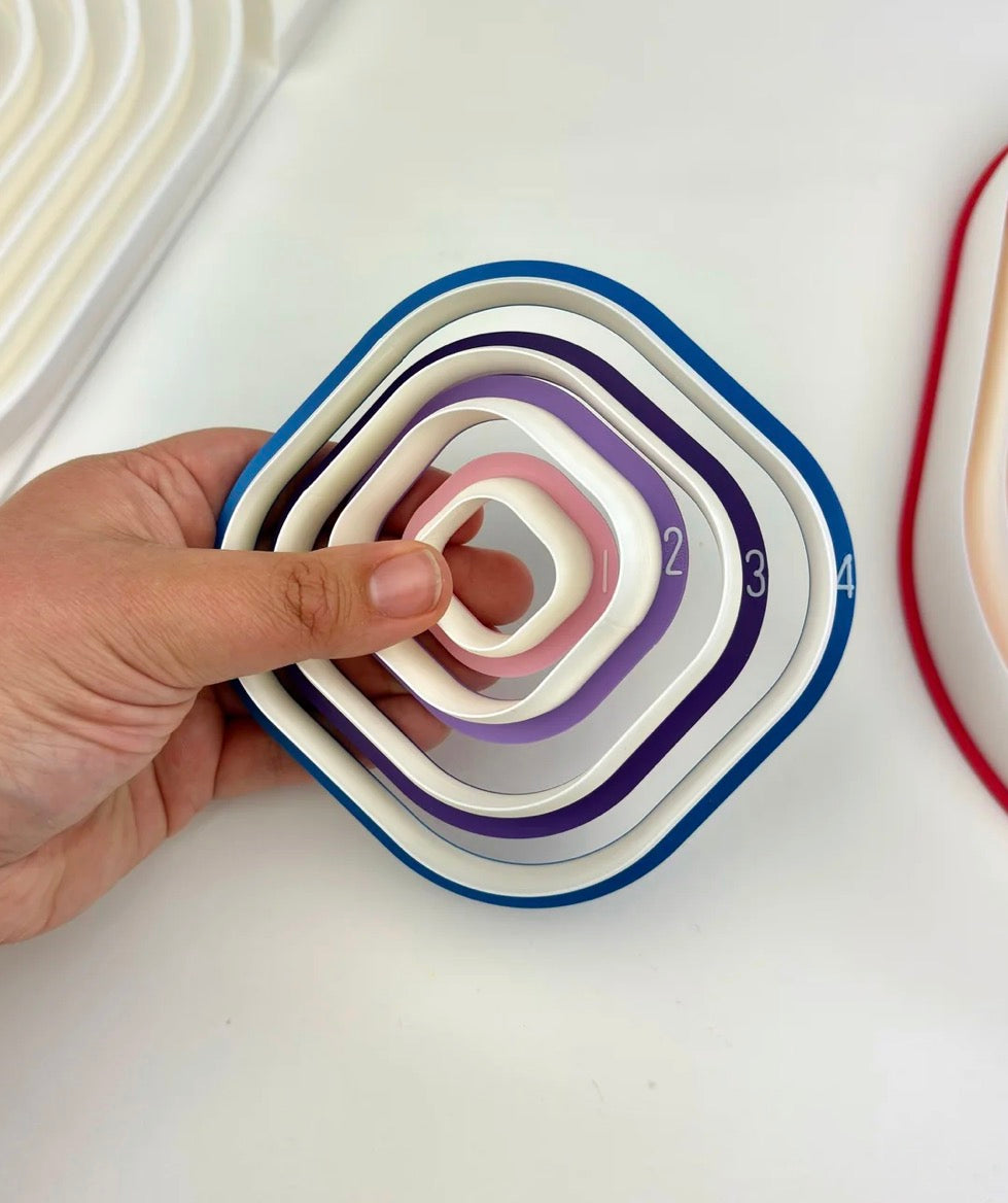 Rainbow Rounded Square Cutter Set