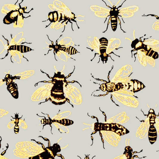Two-Color Vintage Bee Decals - Cone 017 - Gold/Black