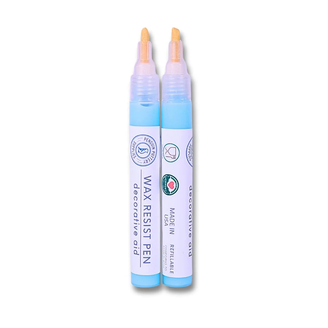 Penguin Pottery - Wax Resist Pens for Pottery Glaze - Set of 2 - Chisel and Round Tips - Refillable