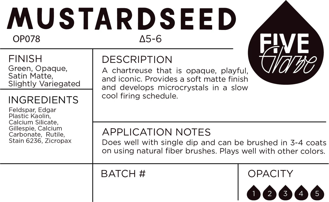 Mustardseed - Cone 5/6 Ceramic Dry Glaze