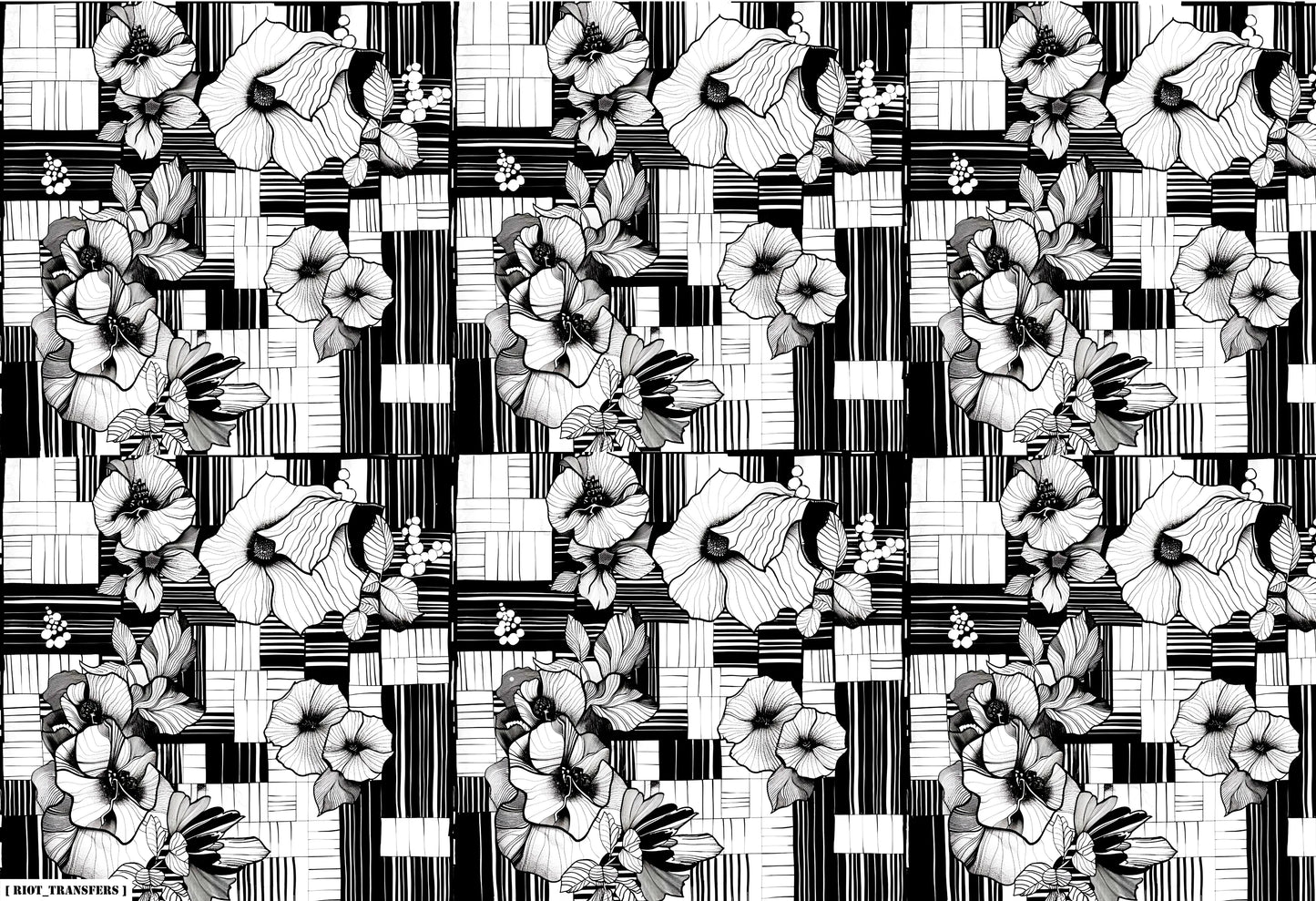 19 Flower Quilt Underglaze Transfer Sheet